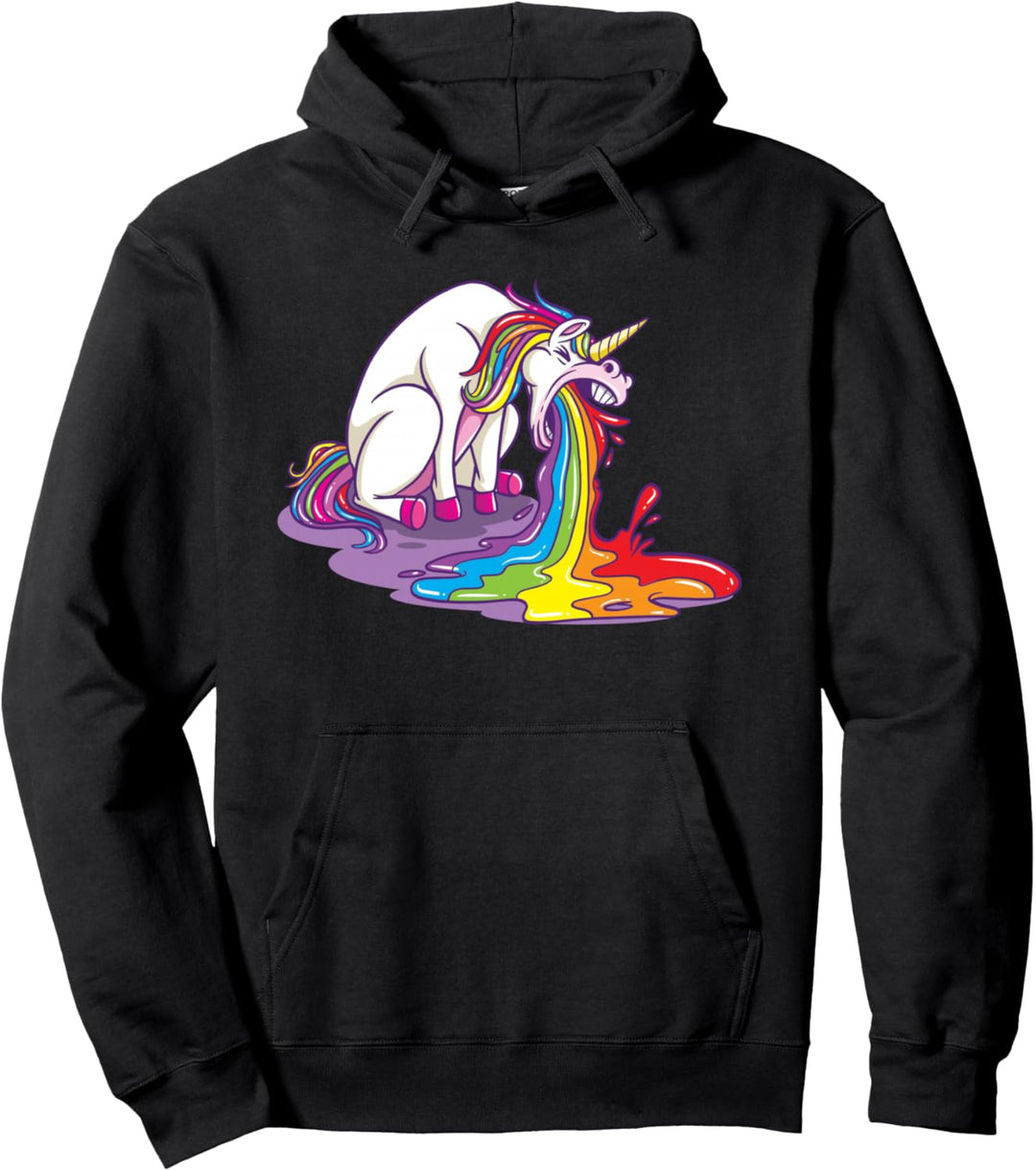 Einhorn kotzt Regenbogen Pullover Hoodie