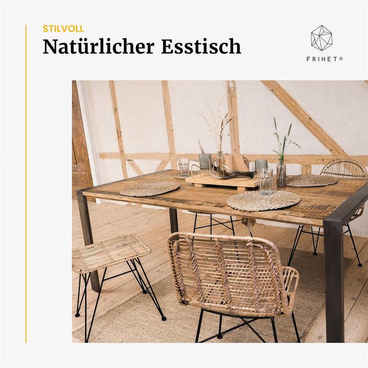 FRIHET Tischset rund - Seegras geflochten (6er Set) Platzset Ø 33 cm, Natur Tischdeko, Tischsets Pla
