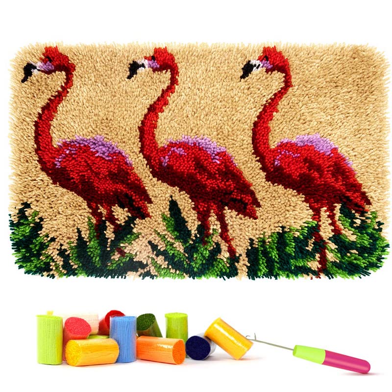 ROCKY&CHAO Knüpfteppich Zum Selber knüpfen, Knüpfsets Latch Hook Kit Selbst Knüpfen Set für Kinder u