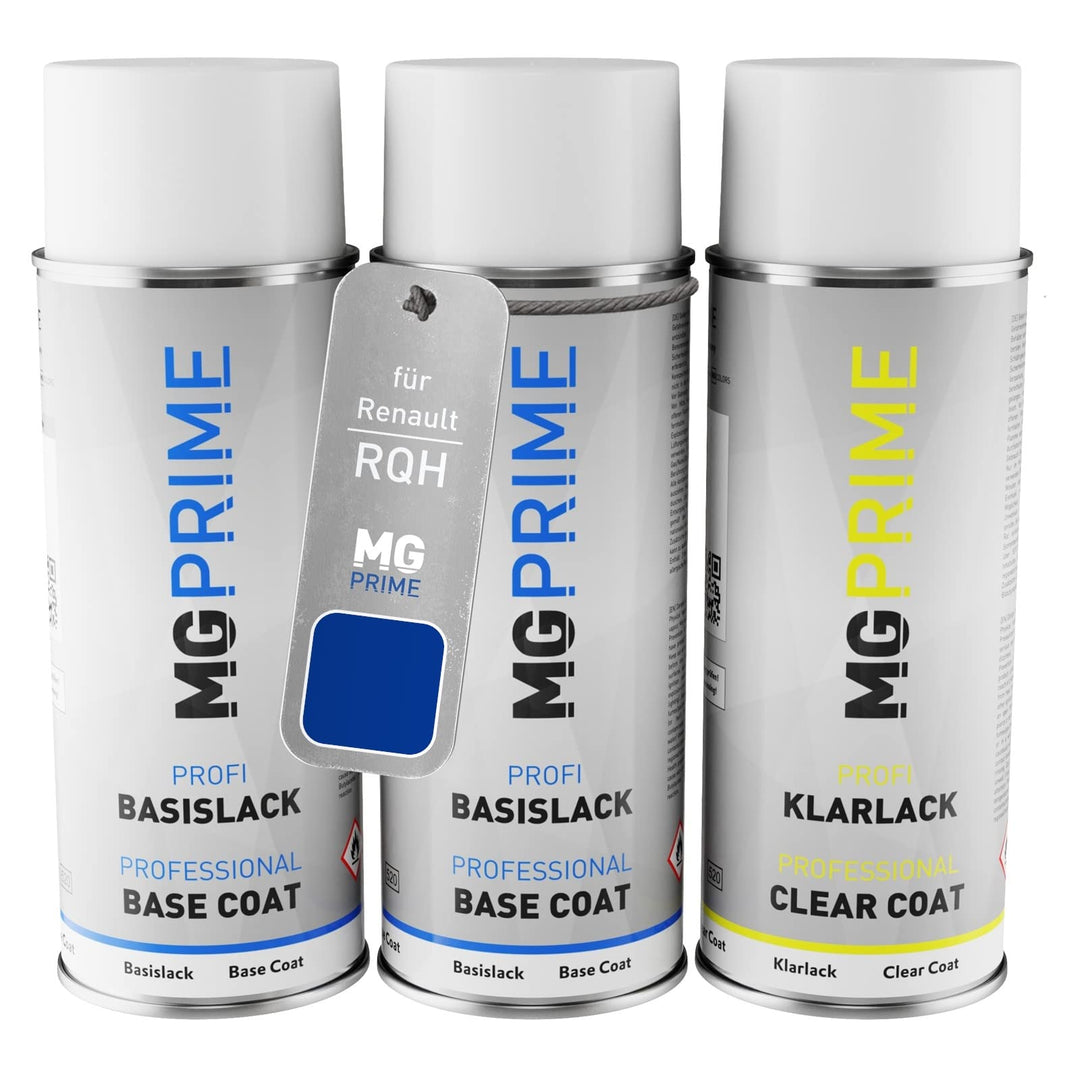MG PRIME Autolack Sprühdosen Set für Renault RQH Bleu Iron Metallic/Iron-Blau Metallic Grundlack Bas