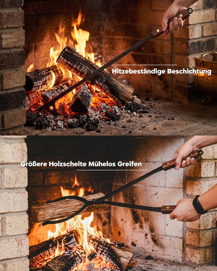 Onlyfire 79.5cm Hochwertige Kaminbesteck Set, 6-teilig Modernes Kamin Set | Hitzebeständige Kamingar