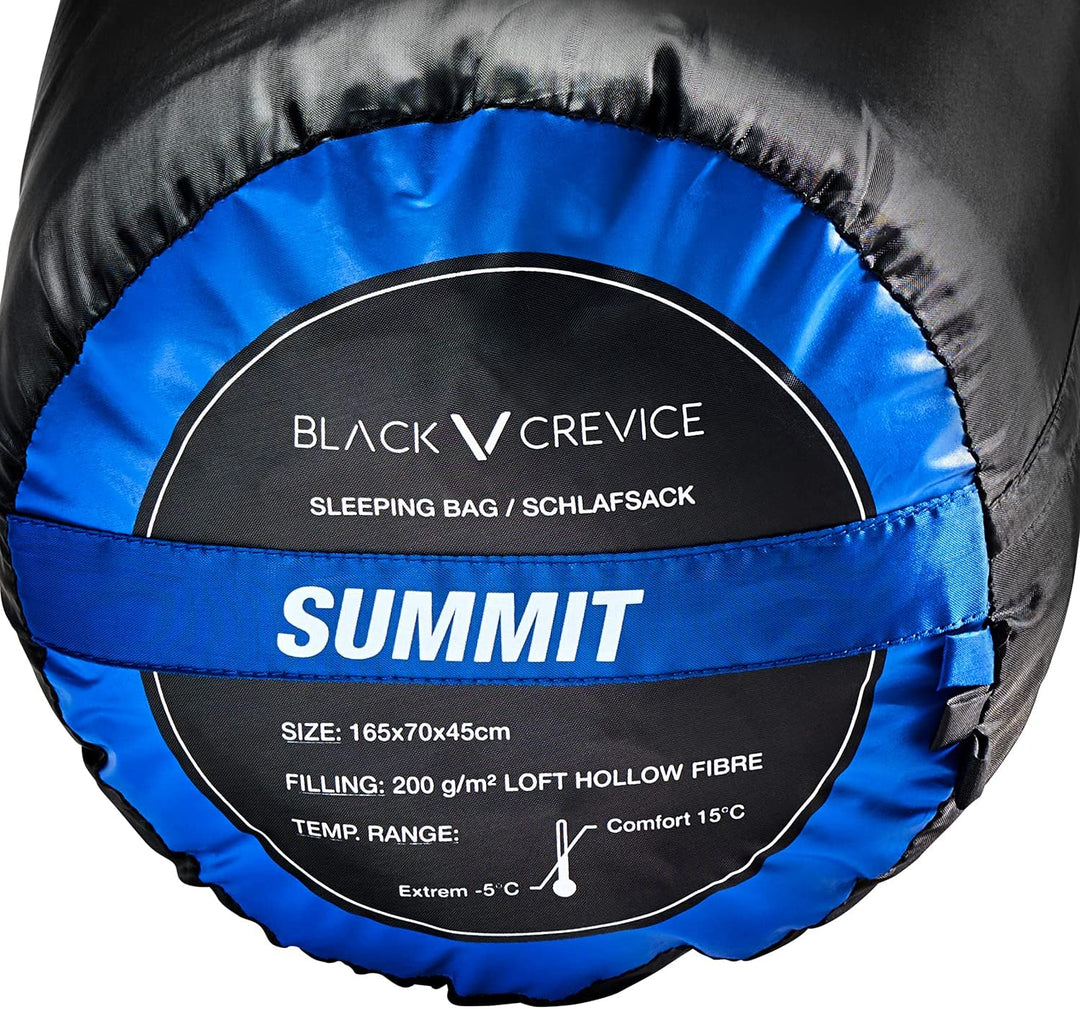 BLACK CREVICE Kinder-Schlafsack I Outdoor-Schlafsack I Schlafsäcke I Camping-Schlafsack inkl. Packsa