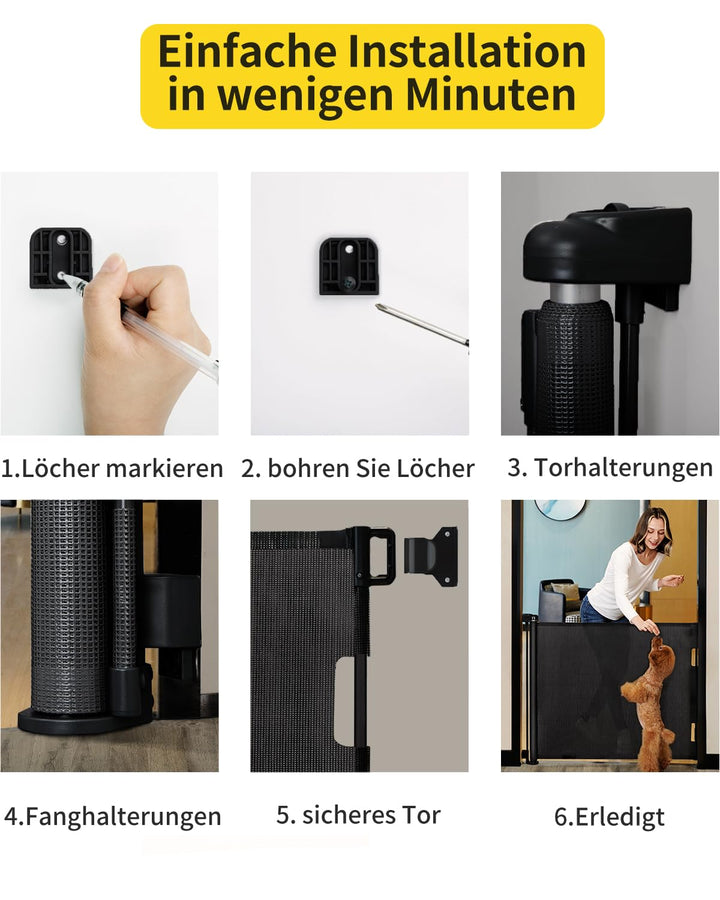 Retraktierbares Sicherheitsgitter für Babys & Haustiere – Extra Breit & Hoch, 0-140CM Türschutzgitte
