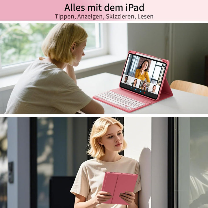 GKABXY Hülle mit Tastatur für iPad A16 11 Generation 2025/10 Generation 2022(11/10.9 Zoll), Soft TPU