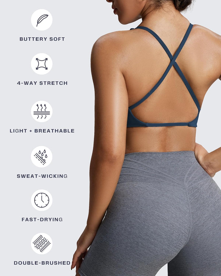 Aoxjox Sienna Sport-BHS für Damen, Workout, Sport-BH, Yoga, Bauchfreies Tanktop Blaubeer S, Blaubeer