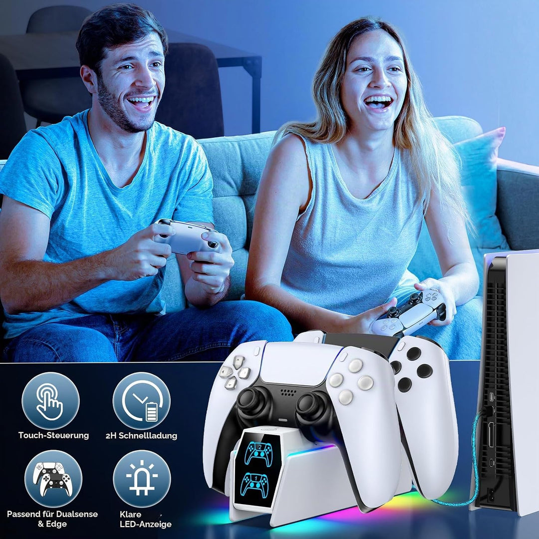 PS5 Controller Ladestation, RGB PS5 Zubehör Ladestationen für PS5 Controller &amp; Edge Controller, PS5