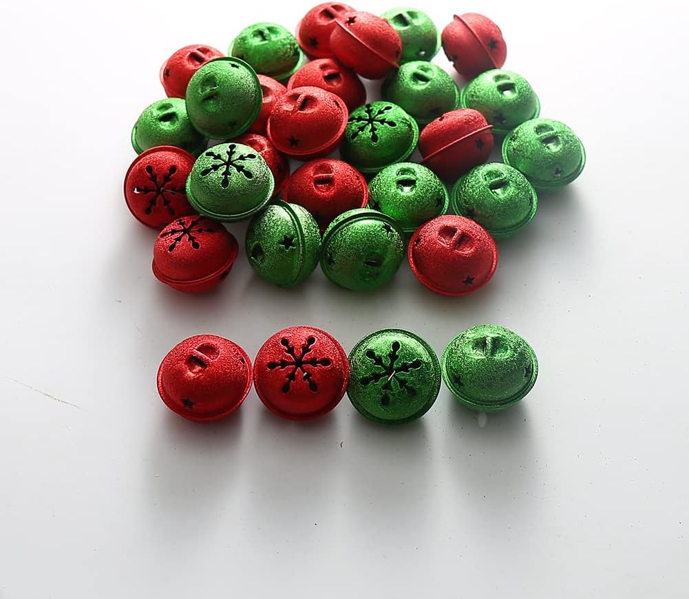 Weihnachtsglocken mit Schneeflocken-Ausschnitt, 40 mm, Weihnachtsglocken für Weihnachtsbäume und Hei