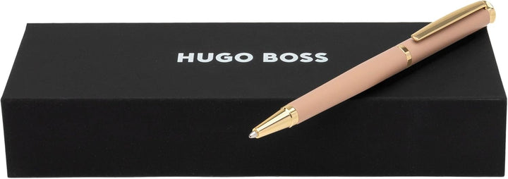 Hugo Boss Sophisticated Kugelschreiber aus Messing in der Farbe Nude Matt, Länge: 13,6cm, Minenfarbe