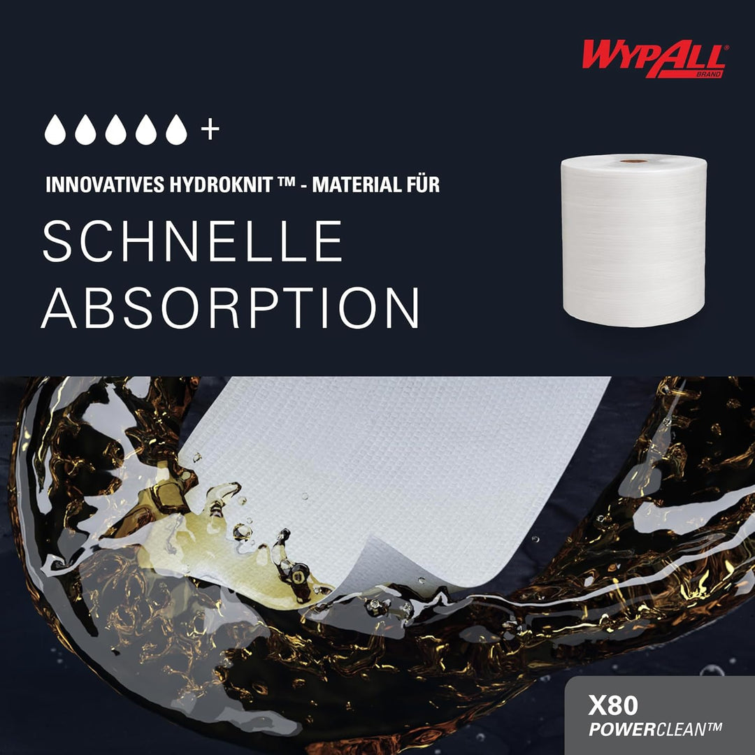 WypAll X80 Power Clean Tücher 8377 – Wiederverwendbare Reinigungstücher – 1 Grossrolle Wischtücher x