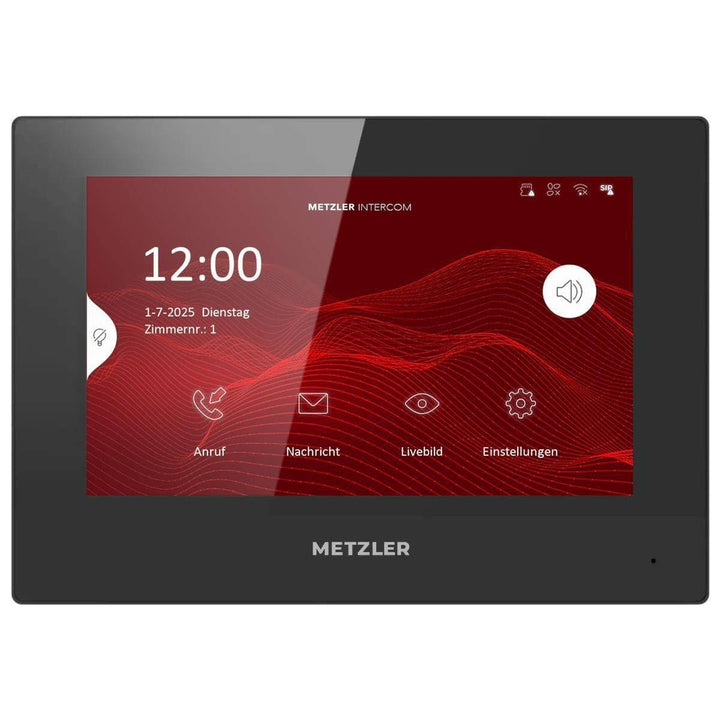 Metzler VDM10 2.0 Innenstation Home, 7 Zoll Touchscreen, 2-Draht IP, Schwarz | 200 mm × 140 mm × 25.