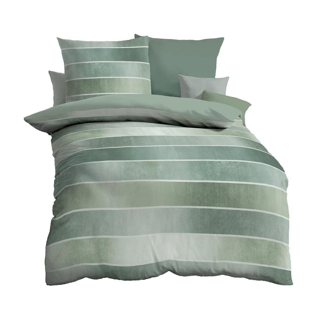 Kaeppel Mako-Satin Bettwäsche Timeless Jade, 1 Bettbezug 155 x 220 cm + 1 Kissenbezug 80 x 80 cm Jad