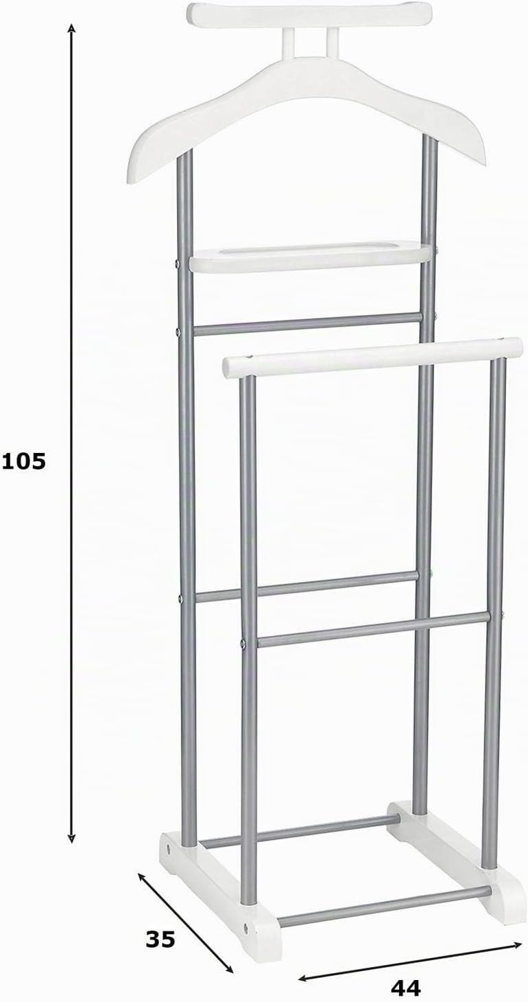 CARO-Möbel Herrendiener Assam in weiss mit Ablage, Stummer Diener, praktische Kleiderablage, moderne