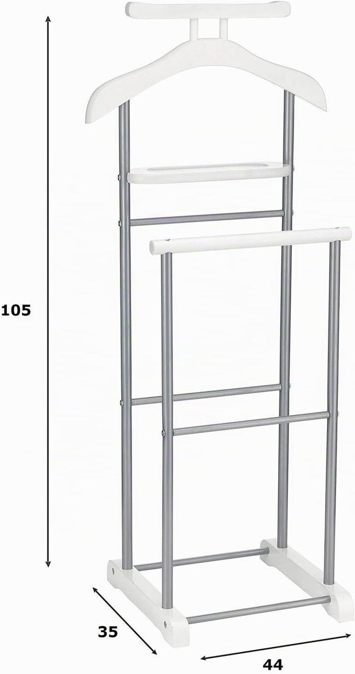 CARO-Möbel Herrendiener Assam in weiss mit Ablage, Stummer Diener, praktische Kleiderablage, moderne