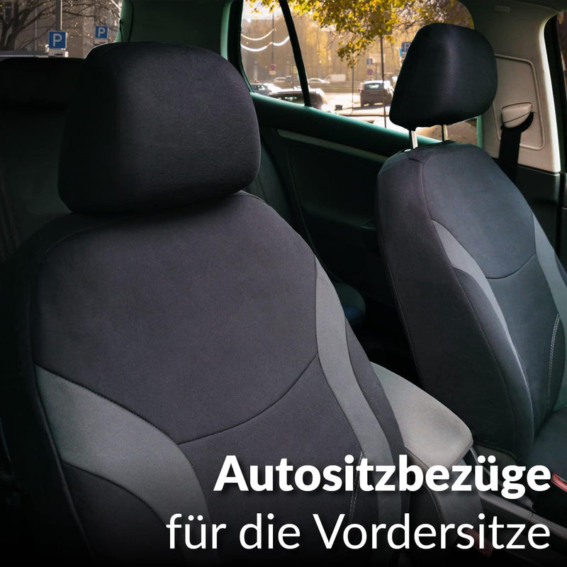 Upgrade4cars Auto-Sitzbezüge Vordersitze Schwarz Grau | Auto-Sitzschoner Set Universal für Fahrersit