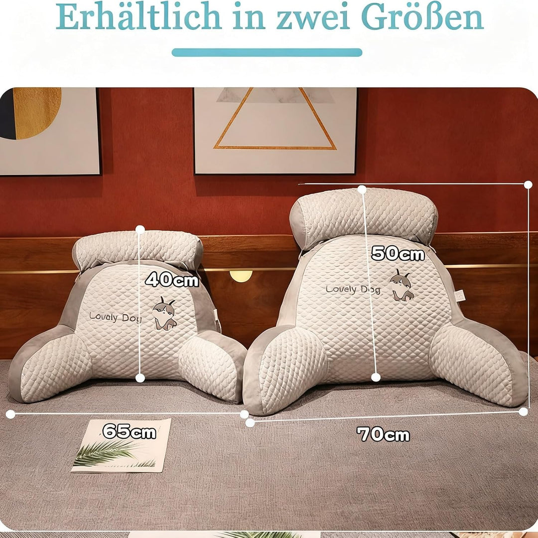 Rückenkissen für Bett und Sofa mit Armlehnen Ergonomisches Lesekissen Erwachsene Atmungsaktives Lese
