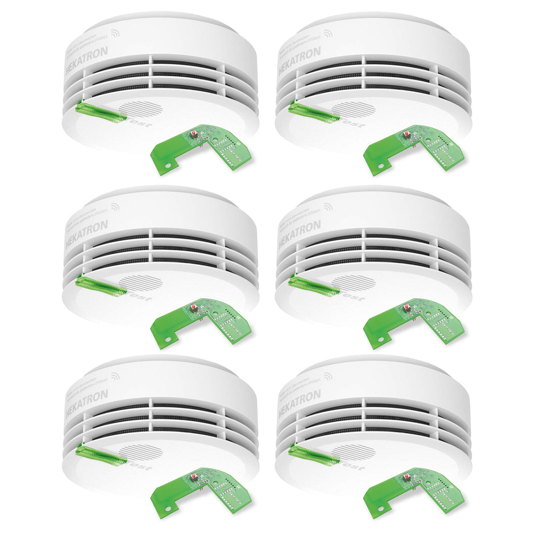 Hekatron 31-5000030-02-01 weiss Rauchmelder, Genius Plus X 3V, 6er Pack inkl. Funkmodule, 6er Pack i