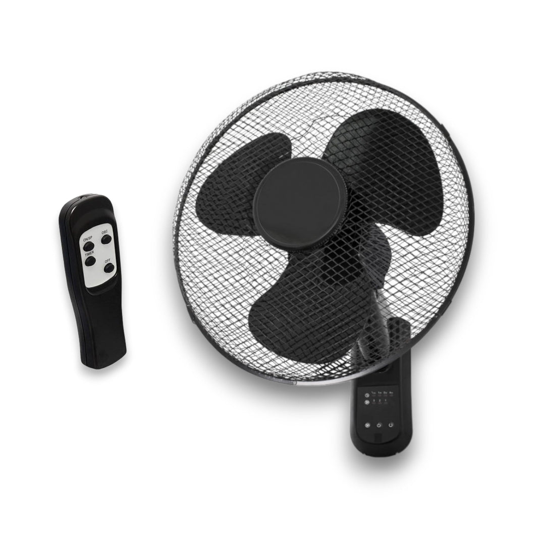 GROWMANIA Wandventilator, schwarz, mit Fernbedienung, 45 W, mit 3 Geschwindigkeitsstufen und Oszilla