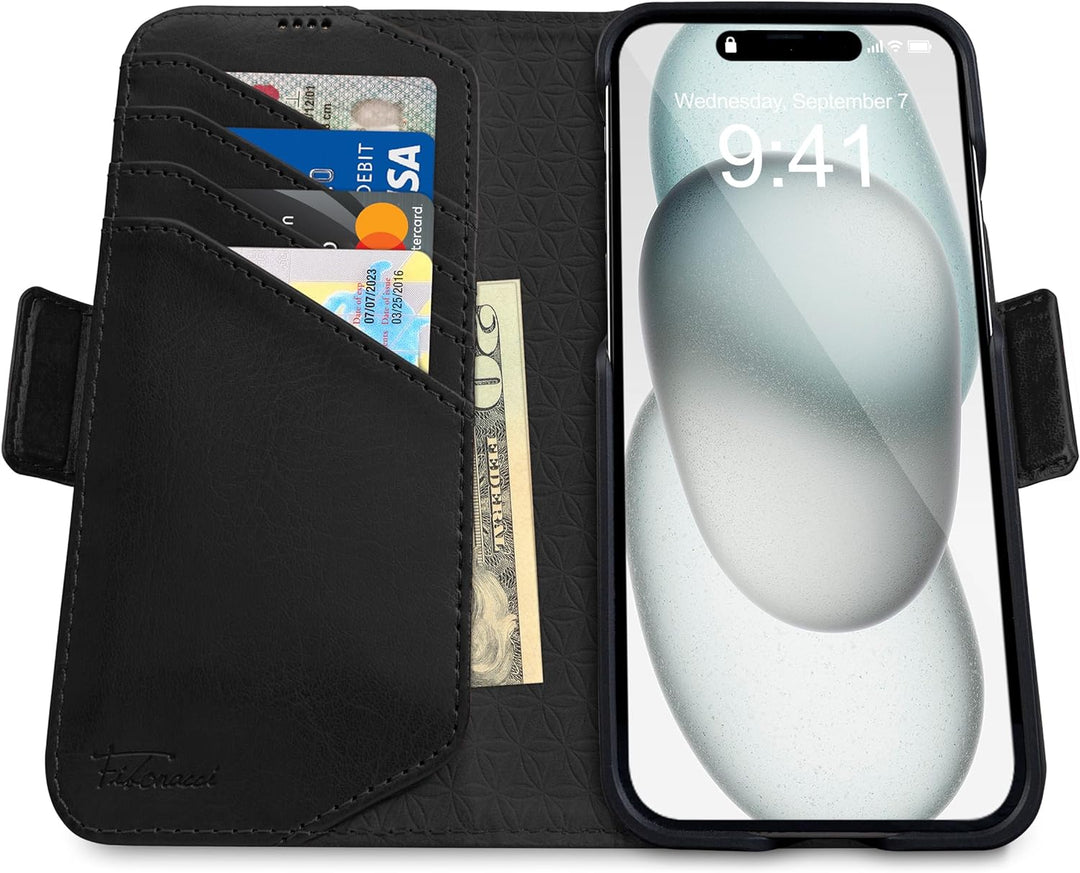 Dreem Fibonacci iPhone 15 Plus Brieftaschen-Etui / 2-in-1 stossfestes Etui und abnehmbares Folio aus