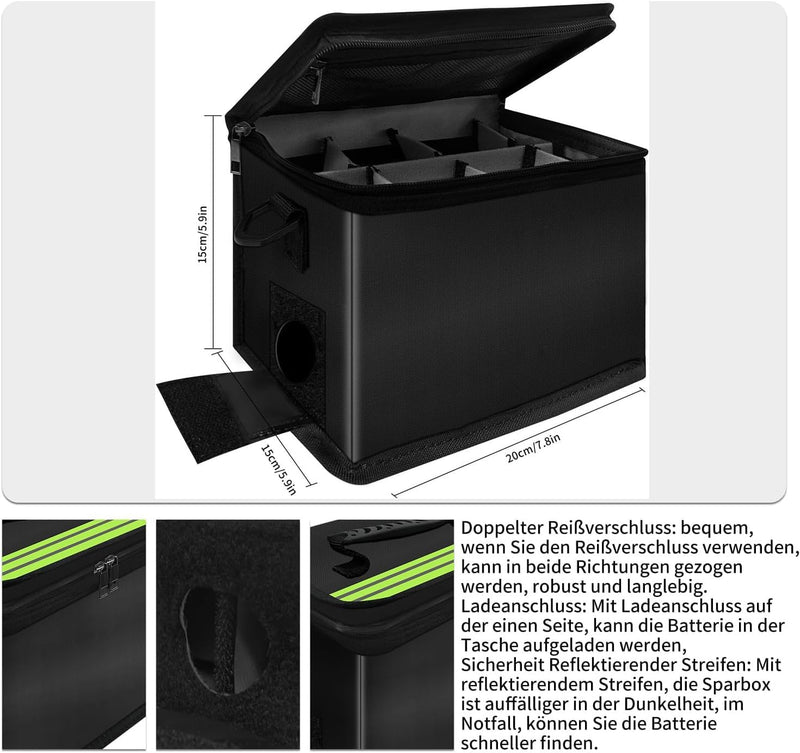Lipo Safe Bag Feuerfeste, verbesserte Sechs Schichten, feuerbeständig bis 2000 °C – wasserdichte, ex