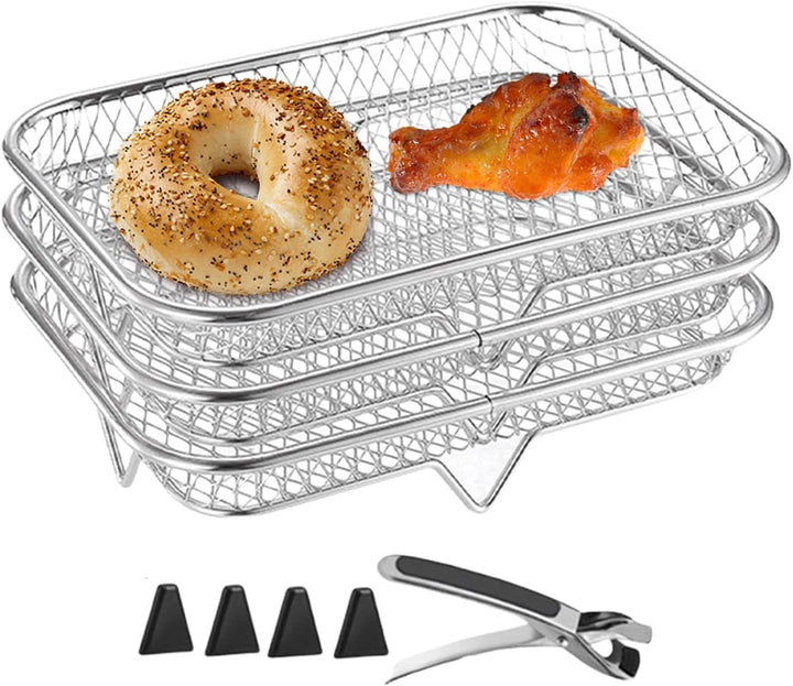 3-stöckiger stapelbarer Grillkorb, leicht zu reinigen und platzsparender Ständer, Mehrzweck-Luftfrit