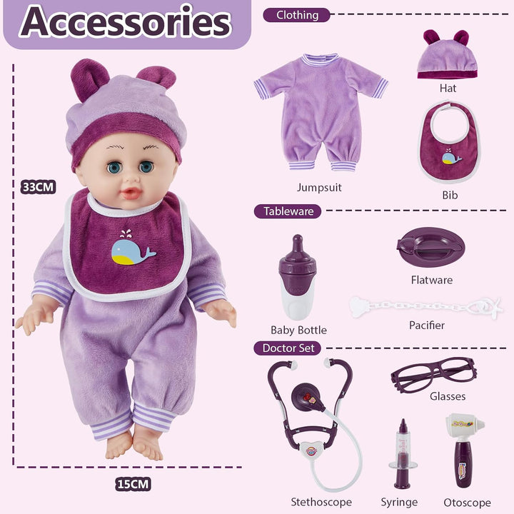 HERSITY Interaktive Baby Puppe Spielzeug mit Sprechende, Doktor Zubehör