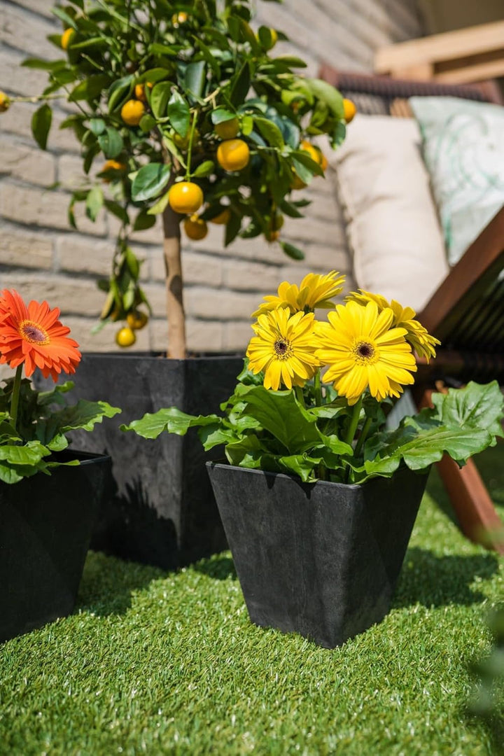 Artstone TrendLine Blumentopf Ella schwarz 35 x 35 cm Pflanztopf mit Drainage Pflanzkübel