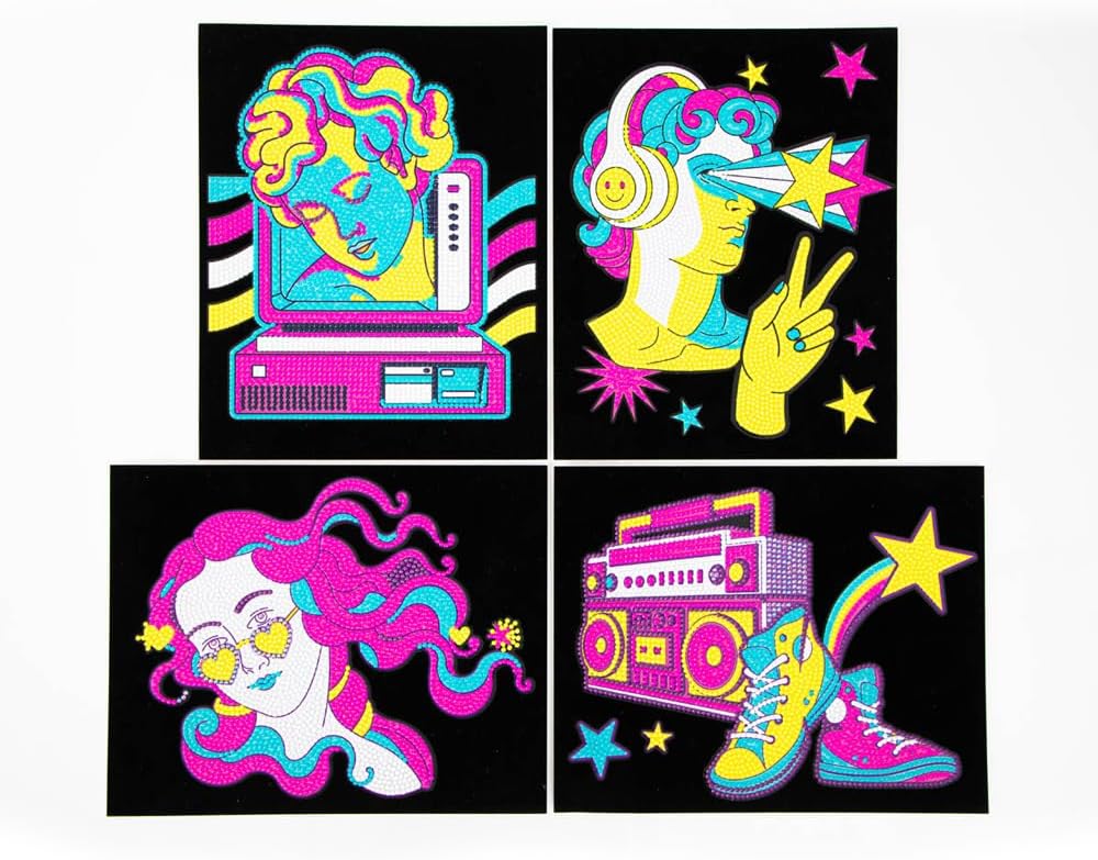 DIAMOND DOTZ DOTZIES 2594447 Original 5D Diamond Painting Set, Neon Retro Klassiker, 4 bunte Diamant