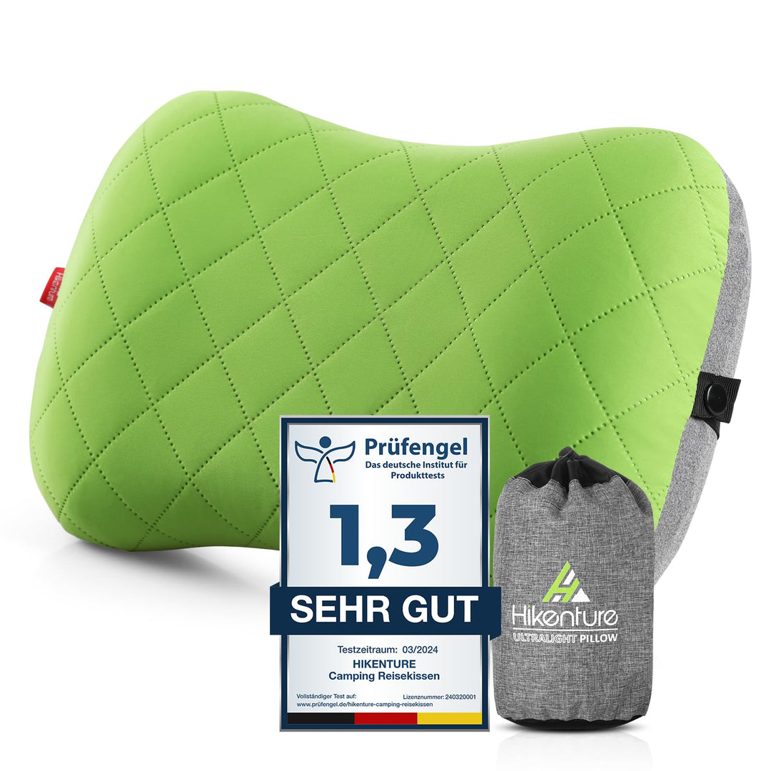 HIKENTURE Aufblasbares Camping/Reise Kissen mit Abziehbarem Kissenbezug, Ergonomisches Kopfkissen, K