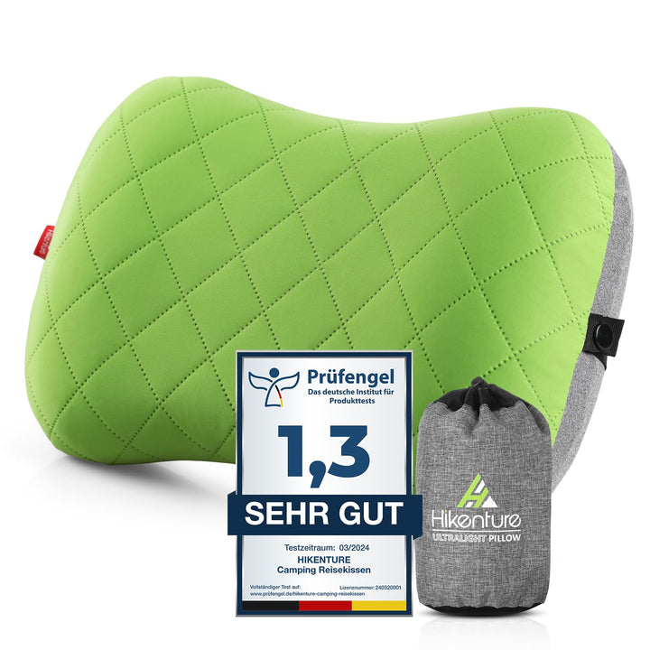 HIKENTURE Aufblasbares Camping/Reise Kissen mit Abziehbarem Kissenbezug, Ergonomisches Kopfkissen, K