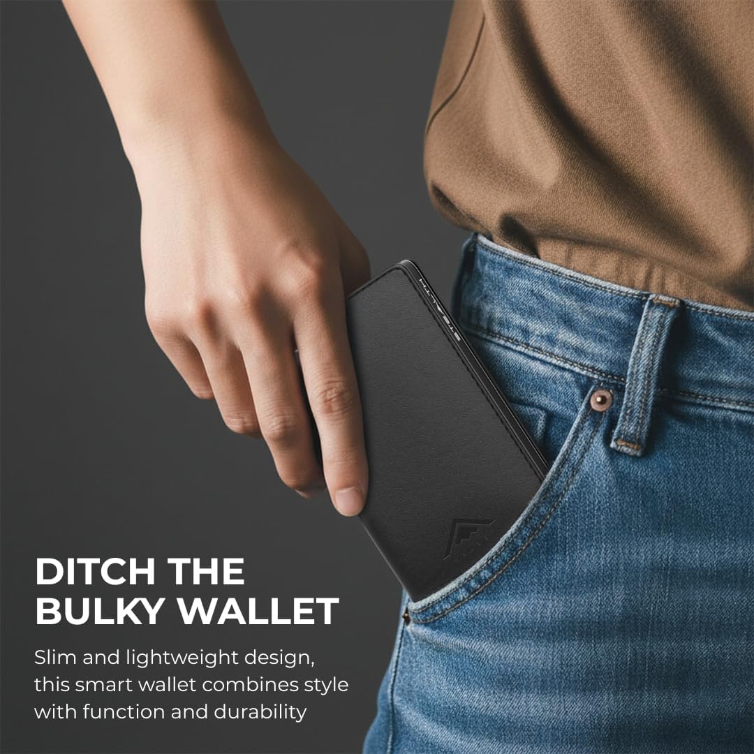 Stealth Wallet – Minimalistische Schlanke Leichte Pop-Up Kartenhalter – Kontaktlos Geschützte Sicher
