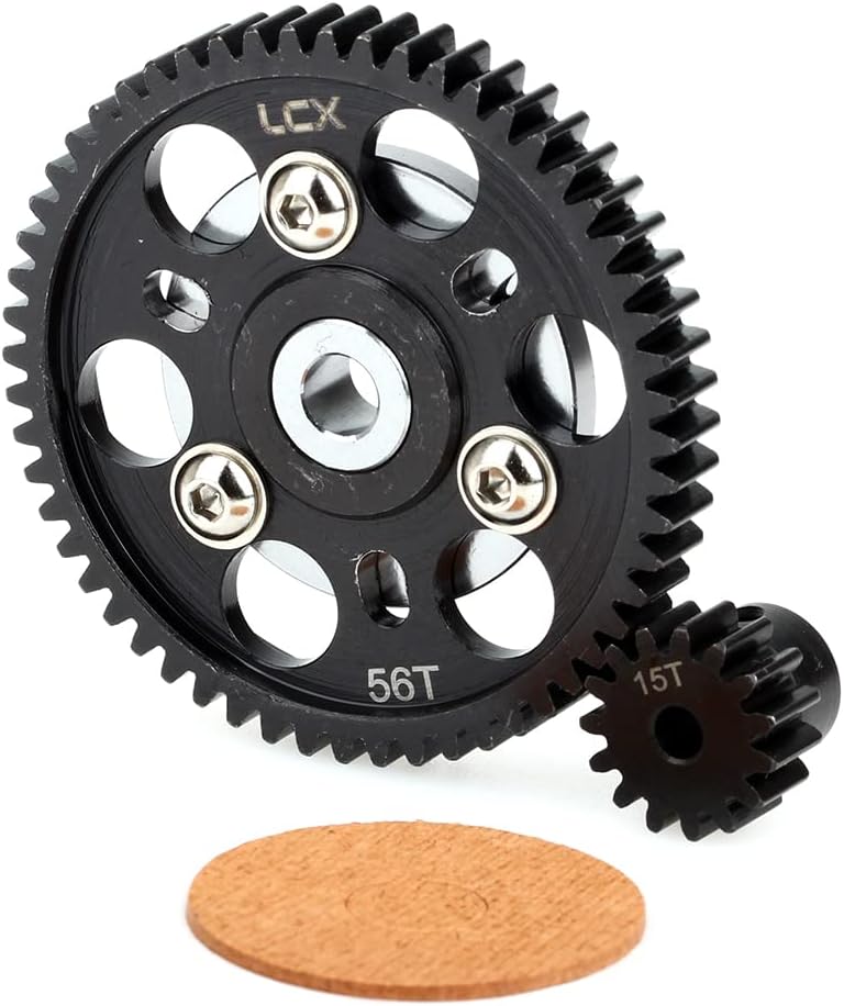 LCX Racing 1/10 RC Crawler Auto gehärteter Stahl 32P 56T Sporengetriebe mit 15T Ritzel für axiales S