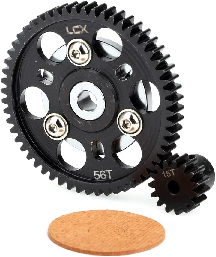 LCX Racing 1/10 RC Crawler Auto gehärteter Stahl 32P 56T Sporengetriebe mit 15T Ritzel für axiales S