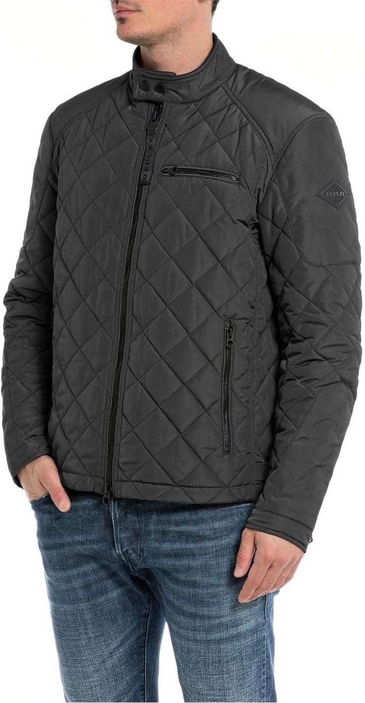 Replay Herren Steppjacke Übergangsjacke ohne Kapuze XS Black 098, XS Black 098