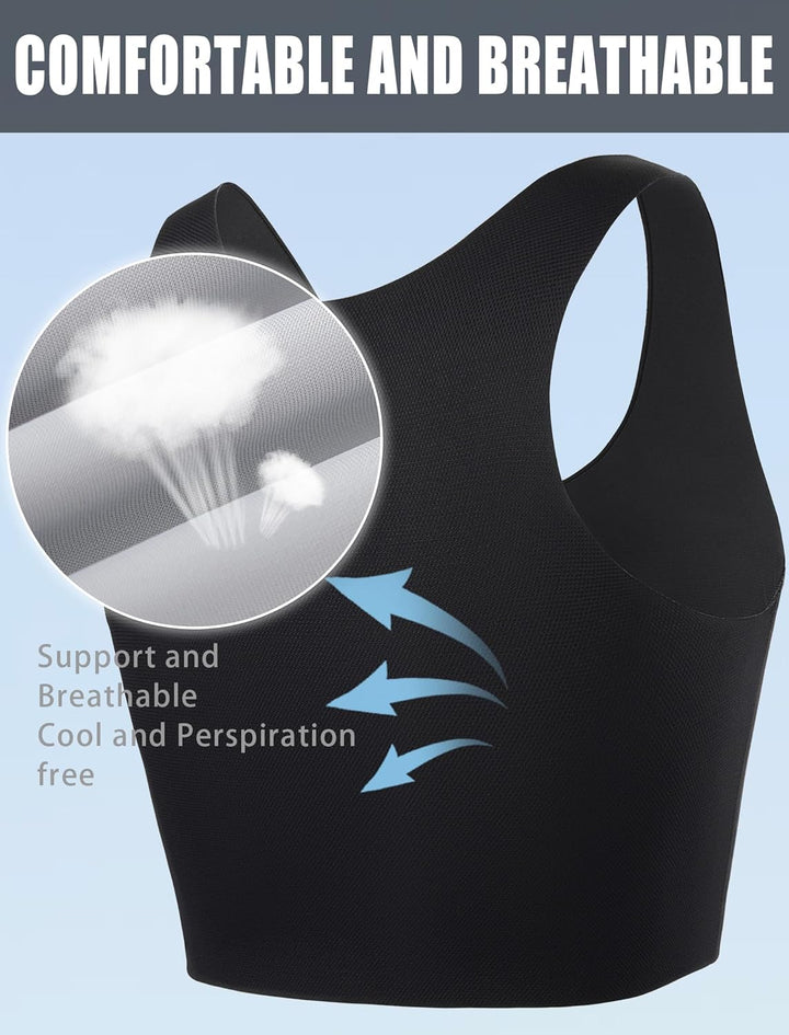 XUJI Brust Binder Trans FTM Atmungsaktive Kompression Nahtlos Top für Transgender XL Schwarz, XL Sch