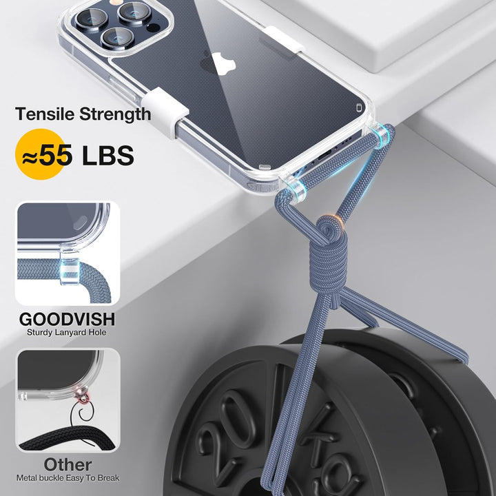 GOODVISH Handykette für iPhone 15 Pro Hülle mit Band | Kameraschutz und Bildschirmschutz | | Necklac