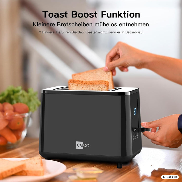 aeco toastlab PRO Toaster 2 Scheiben mit LED-Touch - extra breite Schlitze, 6 Stufen, Brotzentrierun