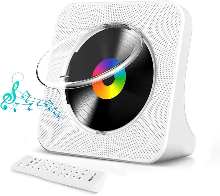 CD Player Tragbar, Bluetooth CD Player Klein Lautsprecher/USB-Lesegerät/FM Radio/Timer, LCD-Display,