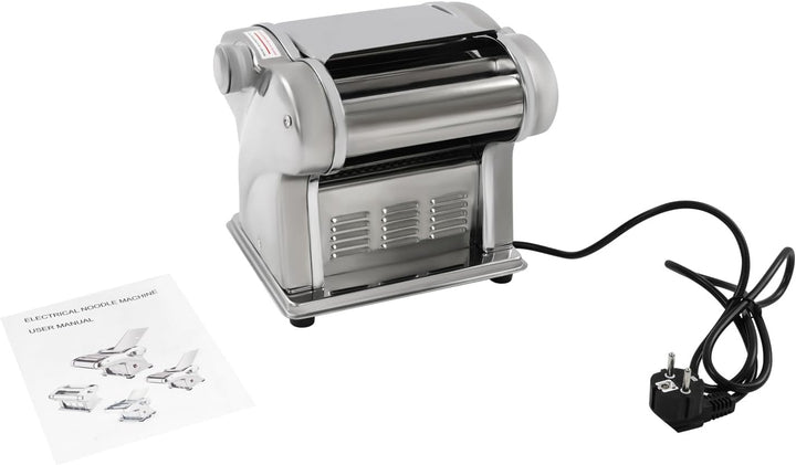 Elektrische Nudelmaschine 135W Teigwalze mit Schneider 8 Dicken (2 Klingen) | Dicke 0,5-4mm, Inkl. V