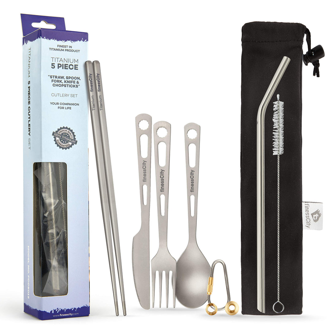 Titan Utility-Besteck Set Stark Ultraleicht, Gesund &amp; Umweltfreundlich 3/4/5-teilig Essstäbchen Mess