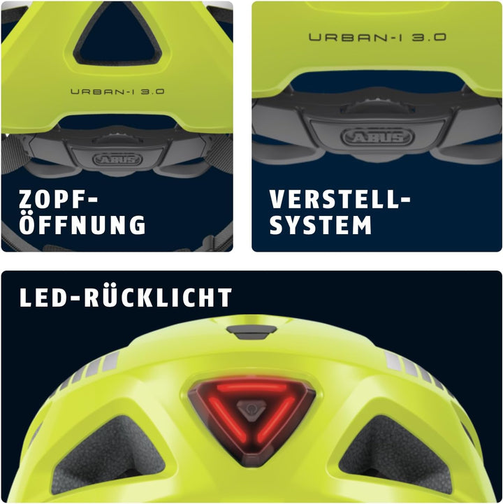 ABUS Stadthelm Urban-I 3.0 - Fahrradhelm mit Rücklicht, Schirm und Magnetverschluss - für Damen und