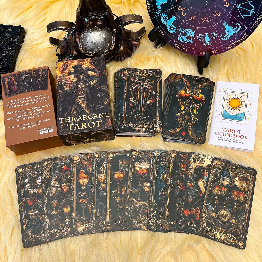 Dunkles Gothic-Tarotkartenspiel, einzigartig, Tarotkarten für Anfänger, Tarotkarten mit Begleitbuch,