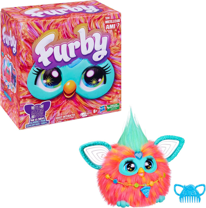 Furby Korallenroter Plüsch, interaktiv – Französische Version (Die Verpackung kann variieren)