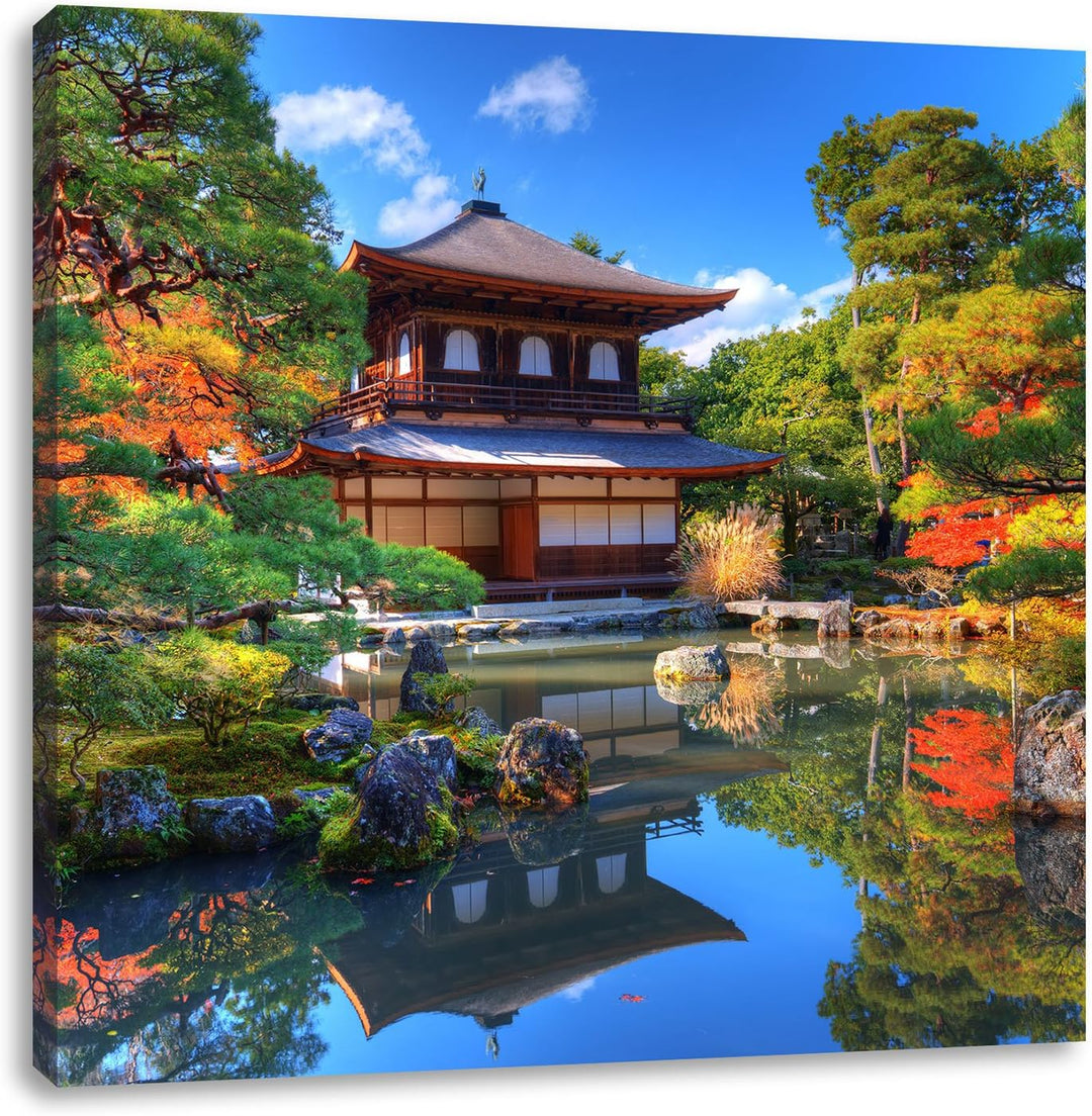 Ginkaku-ji-Tempel in Kyoto, Format: 70x70 auf Leinwand, XXL riesige Bilder fertig gerahmt mit Keilra