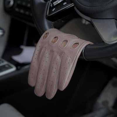 Leatherick Autofahrer Handschuhe Herren – Weiche, Perforierte Fahrhandschuhe mit atmenden Fingerknöc