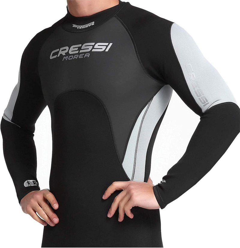 Cressi Morea Herren - Neoprenanzug 3mm für alle Wassersportarten S/2 Schwarz/Silber/Silber, S/2 Schw