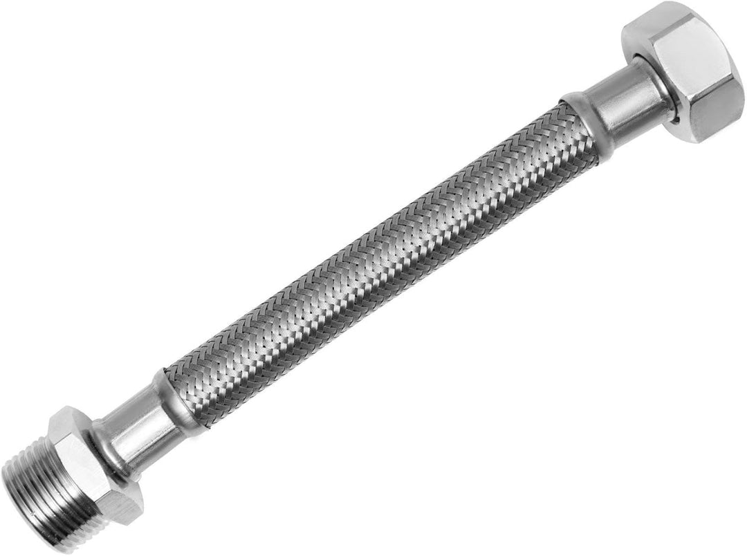 SFX® Panzerschlauch 30cm Flexschlauch - 1/2 Zoll ÜM x 1/2 Zoll AG Edelstahlgeflecht Wasserschlauch W