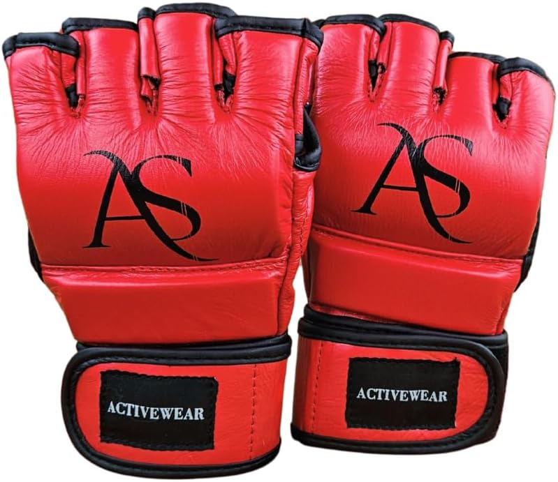 Pro Strike MMA Handschuhe – 100% Echtleder | AS Activewear Rot/Schwarz S, Rot/Schwarz S