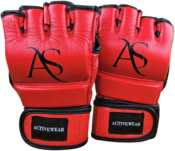 Pro Strike MMA Handschuhe – 100% Echtleder | AS Activewear Rot/Schwarz S, Rot/Schwarz S