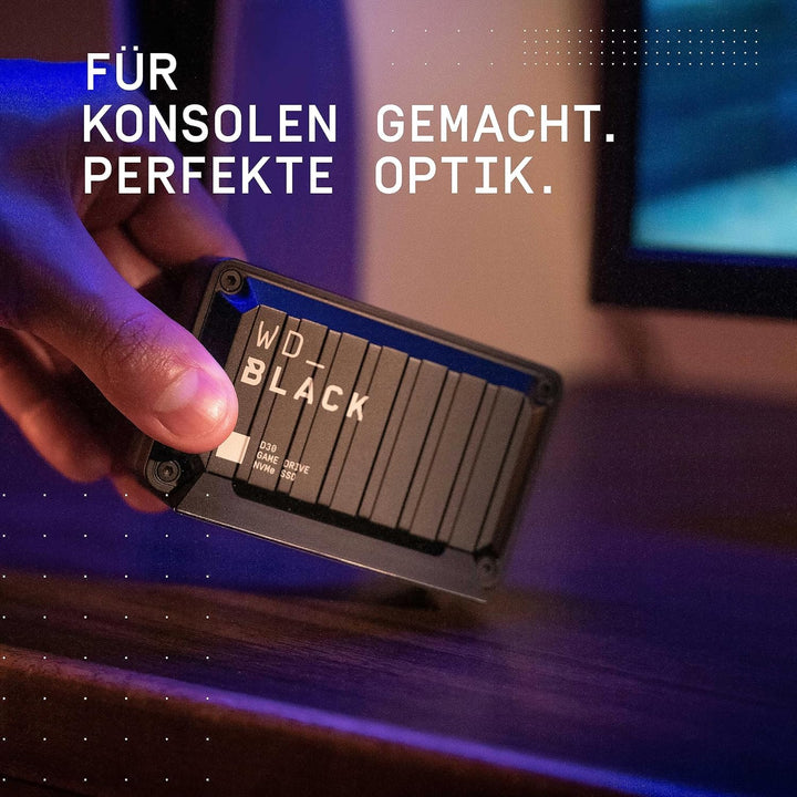 WD_BLACK D30 Game Drive SSD 500 GB (Übertragung mit 900 MB/s, USB Typ-C zu Typ-A Kabel) kompatibel m