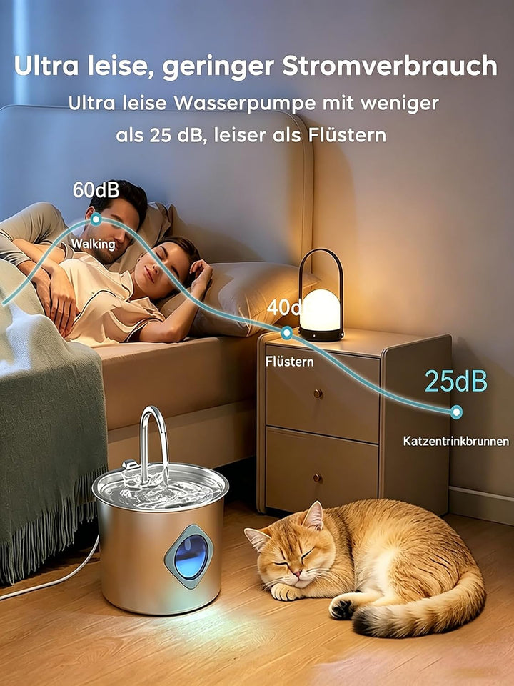 Edelstahl Katzenbrunnen 2,2L,, 2.2Faucet Style+2 Filters+2 Sponges